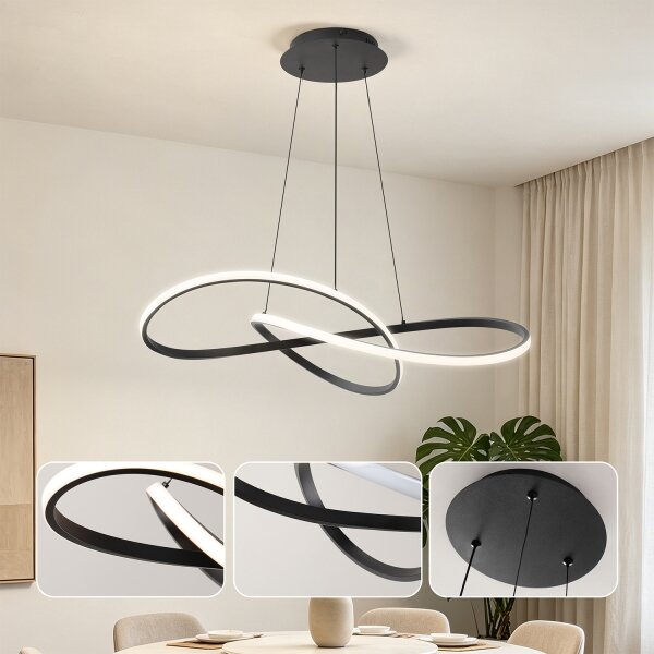 Brilagi - Lustra LED reglabilă pe cablu INFINITY LED/80W/230V 80x80 cm neagră + telecomandă