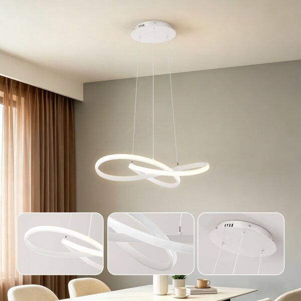 Brilagi - LED dimabil lustră suspendată pe cablu INFINITY LED/55W/230V 50x50 cm albă + telecomandă