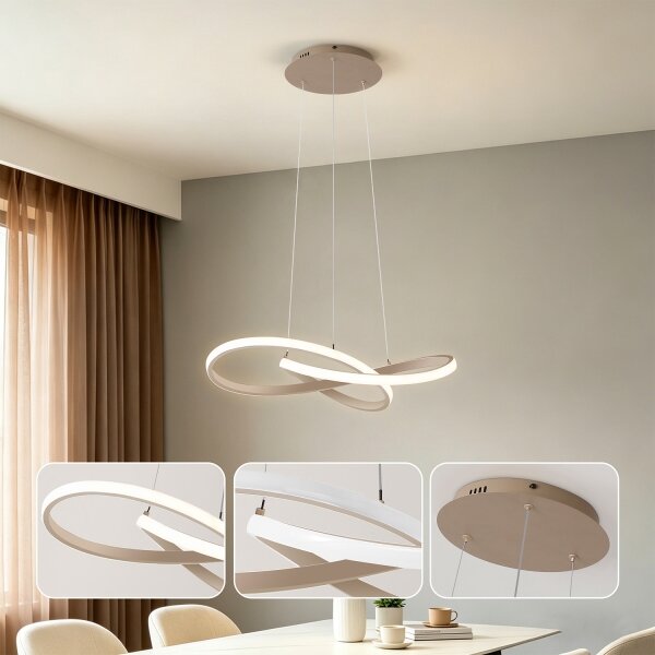 Brilagi - Lustru LED dimmabil pe cablu INFINITY LED/55W/230V 50x50 cm bej + telecomandă