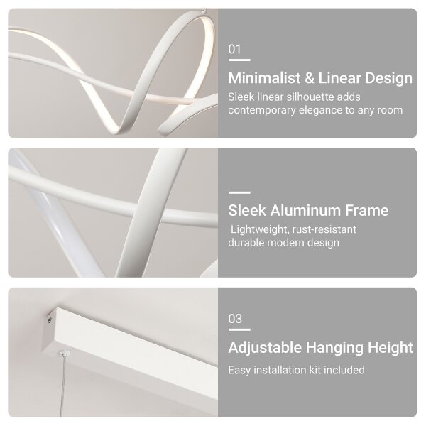 Brilagi - Lustra LED cu dimmer pe cablu SIGNATURE LED/55W/230V 120x23 cm albă + telecomandă