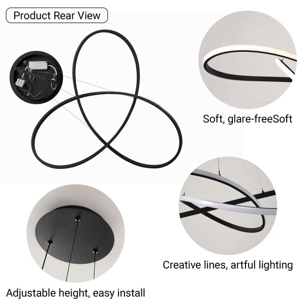 Brilagi - Lustra LED reglabilă pe cablu INFINITY LED/80W/230V 80x80 cm neagră + telecomandă
