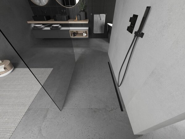 Mexen Kioto, paravan de dus walk-in 105 x 200 cm, sticla transparenta 8 mm, profil negru, 800-105-002-70-00
