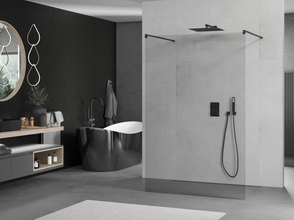 Mexen Kioto, paravan de dus walk-in 105 x 200 cm, sticla transparenta 8 mm, profil negru, 800-105-002-70-00