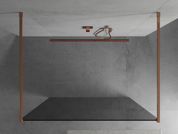 Mexen Kioto, paravan de duș 100 x 200 cm, sticlă gri 8 mm, 2x distanțiere de stabilizare, aur roz, 800-100-002-60-40