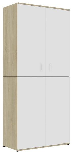 Pantofar, alb și stejar Sonoma, 80 x 39 x 178 cm, PAL