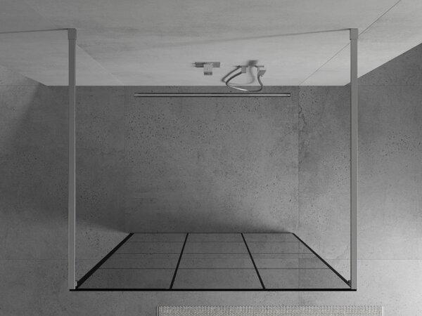 Mexen Kioto, paravan de duș 100 x 200 cm, model sticlă 8 mm transparent/negru, 2x distanțiere de stabilizare crom, 800-100-002-01-77