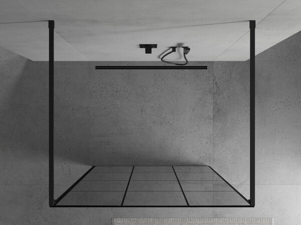 Mexen Kioto, paravan de duș 100 x 200 cm, 8 mm sticlă transparentă/model negru, 2x distanțiere de stabilizare neagră, 800-100-002-70-77