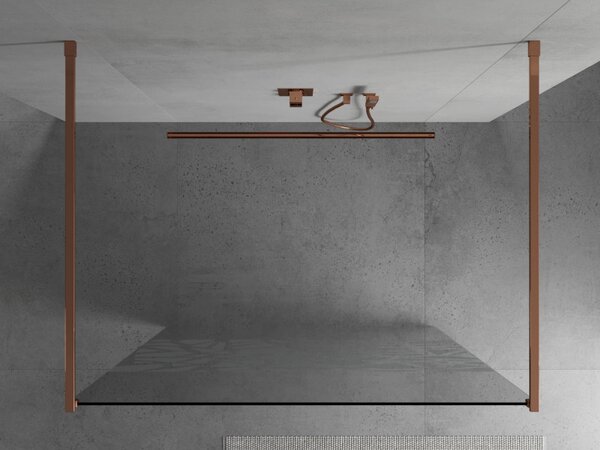 Mexen Kioto, paravan de duș 100 x 200 cm, sticlă transparentă de 8 mm cu model alb, 2x distanțier stabilizator auriu, profil auriu roz, 800-100-002-6…