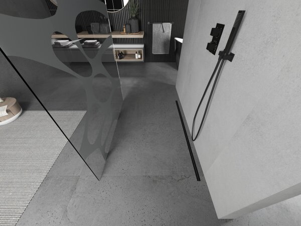 Mexen Kioto, paravan de duș 100 x 200 cm, model sticlă 8 mm transparent/alb, 2x distanțier stabilizator negru, 800-100-002-70-97