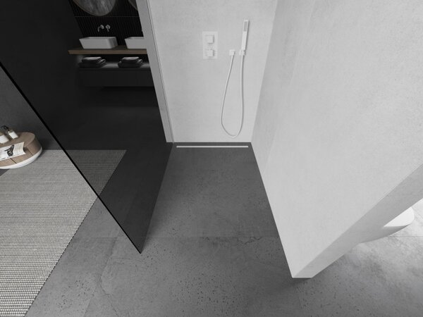 Mexen Kioto, Masa de dus Walk-In 70 x 200 cm, grafit 8 mm, profil alb, 800-070-101-20-40
