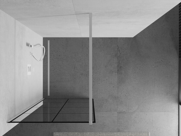 Mexen Kioto, paravan de dus walk-in 80 x 200 cm, 8 mm sticla transparenta/negru model, profil alb, 800-080-101-20-77