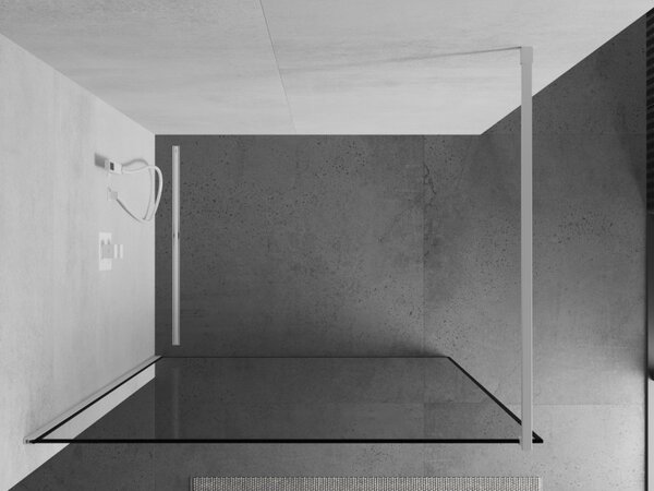 Mexen Kioto, Masa de dus Walk-In 80 x 200 cm, 8 mm sticla transparenta/negru model, profil alb, 800-080-101-20-70