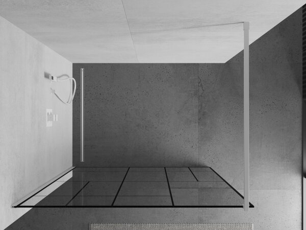 Mexen Kioto, Masa de dus Walk-In 70 x 200 cm, 8 mm sticla transparenta/negru model, profil alb, 800-070-101-20-78