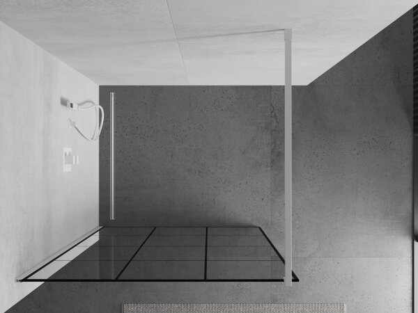 Mexen Kioto, paravan de dus walk-in 100 x 200 cm, 8 mm sticla transparenta/negru model, profil alb, 800-100-101-20-77