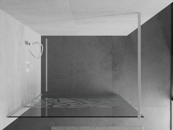 Mexen Kioto, Masa de dus Walk-In 110 x 200 cm, 8 mm sticla transparenta/alb, profil alb, 800-110-101-20-85