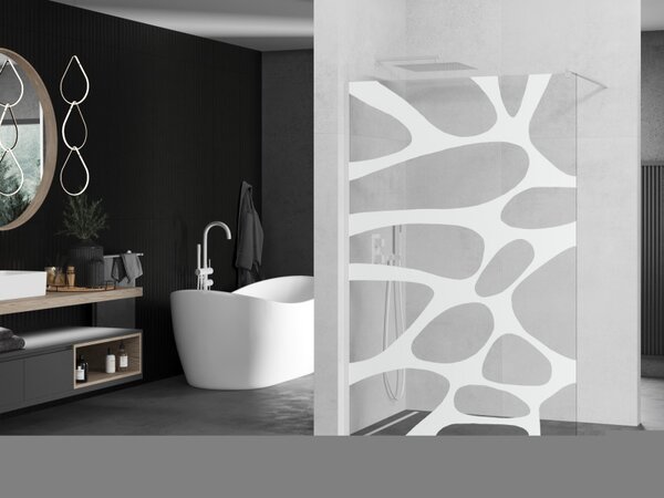 Mexen Kioto, paravan de dus walk-in 80 x 200 cm, model sticla transparenta/alb de 8 mm, profil alb, 800-080-101-20-97