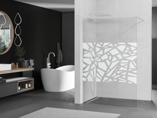 Mexen Kioto, Masa de dus Walk-In 110 x 200 cm, 8 mm sticla transparenta/alb, profil alb, 800-110-101-20-85