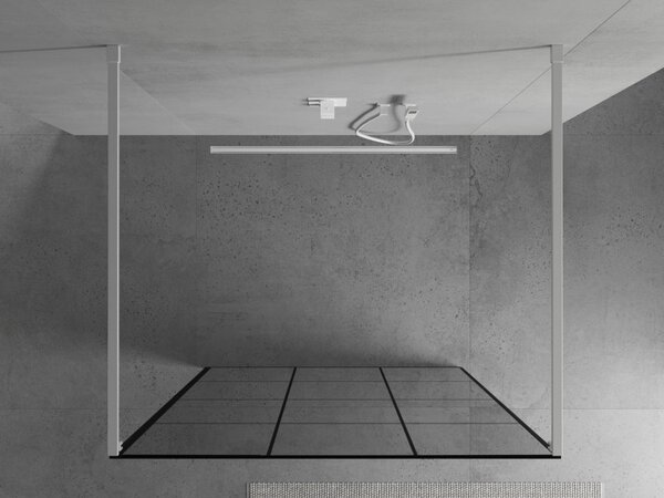 Mexen Kioto, paravan de duș 100 x 200 cm, model sticlă transparent/negru de 8 mm, 2x distanțier stabilizator alb, 800-100-002-20-77