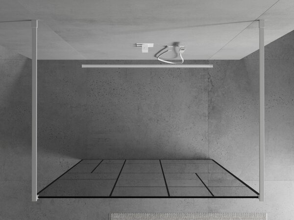 Mexen Kioto, paravan de duș 100 x 200 cm, model sticlă transparentă/negru de 8 mm, 2x distanțier stabilizator alb, 800-100-002-20-78