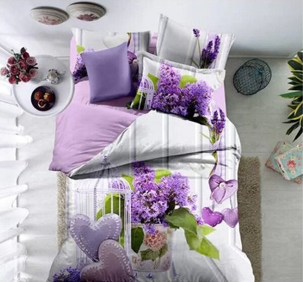 Lenjerie de pat din bumbac satinat violet, MARRON