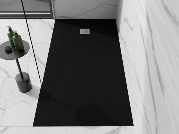 Mexen Stone+, cada dreptunghiulară din compozit mineral 160 x 70 cm, negru mat, 44707016