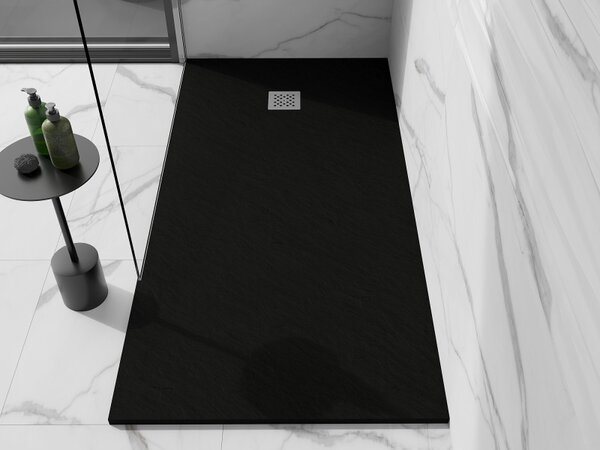 Mexen Stone+, cada dreptunghiulară din compozit mineral 160 x 70 cm, negru mat, 44707016