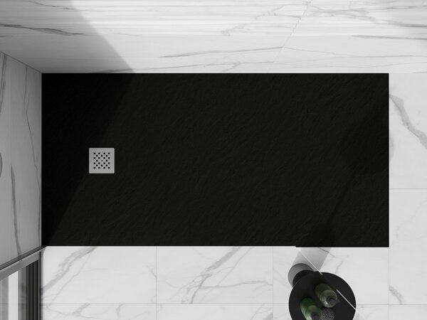 Mexen Stone+, cada dreptunghiulară din compozit mineral 160 x 70 cm, negru mat, 44707016