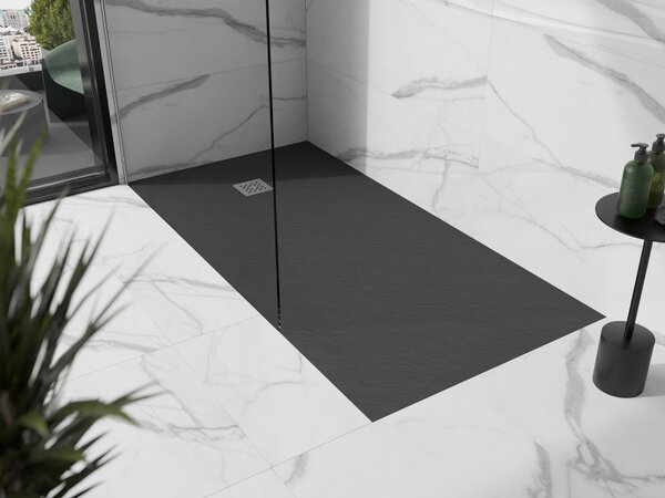 Mexen Stone+, cada dreptunghiulară din compozit mineral 160 x 70 cm, antracit, 44717016