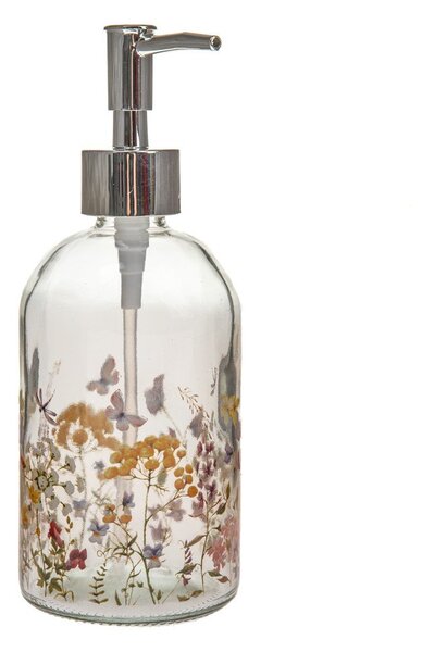 Dozator de săpun lichid din sticlă 390 ml Flowers – Dakls
