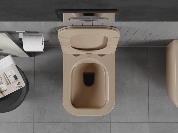 Mexen Teo Rimless, vas de toaletă montat pe perete 51x34,5x34 cm cu scaun cu cădere lentă din duroplast, cappuccino mat, 30854064