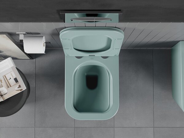 Mexen Teo, WC suspendat Rimless cu scaun toaleta slim, duroplast, verde mat, 30854048