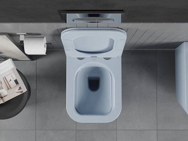 Mexen Teo, WC suspendat Rimless cu scaun de toaletă subțire, duroplast, gri-albastru mat, 30854069