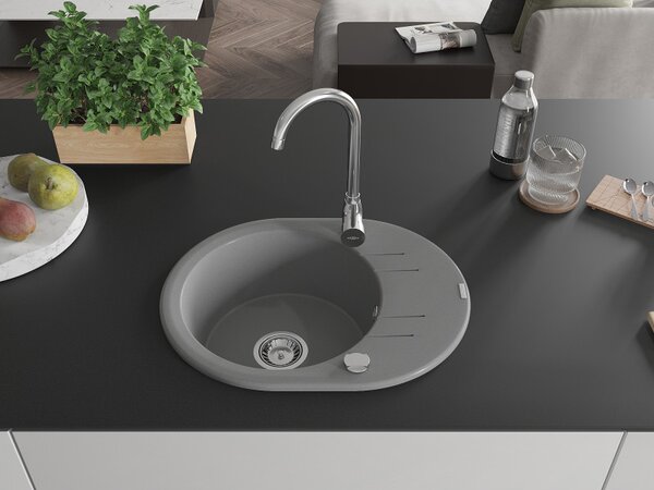 Mexen Kevin, chiuveta granit 586x458x190 mm, 1 camera, gri, 6517581005-71