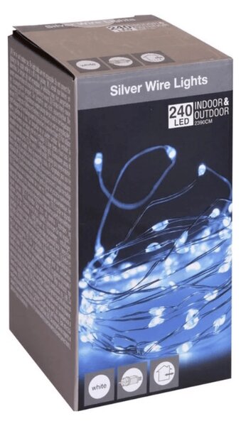 Sir de lumini 240 LED exterior/interior 23,9 m, alb