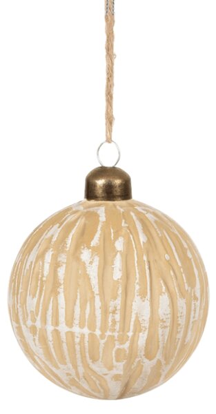 Decoratiune de Craciun din sticla ANTIC WOOD 8 cm, bej