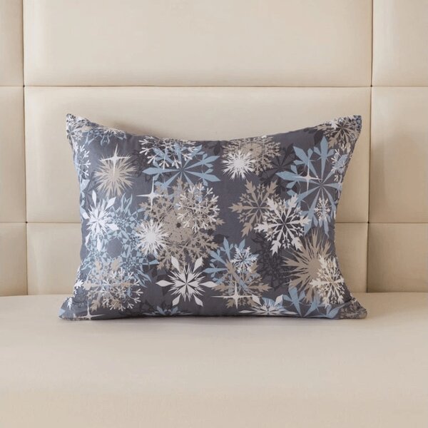 Husa pentru perna din microfibra SNOWFLAKE 70x90 cm, albastru-gri