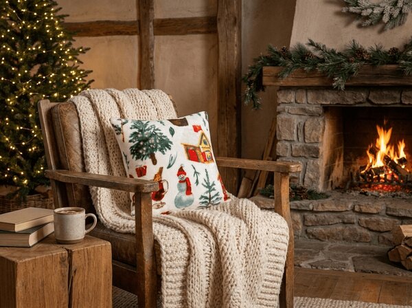 Husa din microplus pentru perna FESTIVE MAGIC 45x45 cm, alb