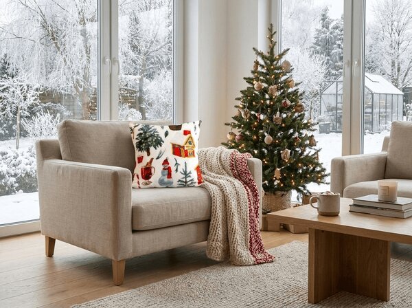 Husa din microplus pentru perna FESTIVE MAGIC 45x45 cm, alb