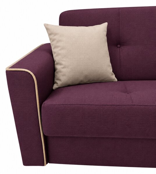 Canapea VERA extensibila, 3 locuri, lada de depozitare, stofa mov pruna + bej 225x90x90 Mov, Stofa