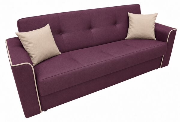 Canapea VERA extensibila, 3 locuri, lada de depozitare, stofa mov pruna + bej 225x90x90 Mov, Stofa