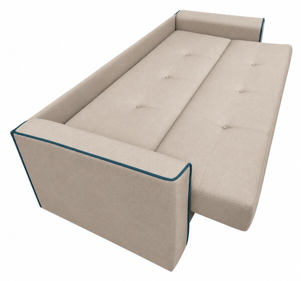 Canapea VERA extensibila, 3 locuri, lada de depozitare, stofa bej + petrol, 225x90x90 Bej, Stofa