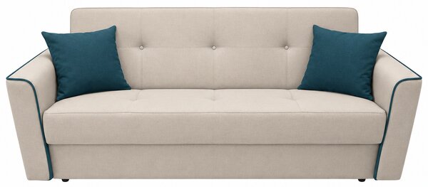 Canapea VERA extensibila, 3 locuri, lada de depozitare, stofa bej + petrol, 225x90x90 Bej, Stofa