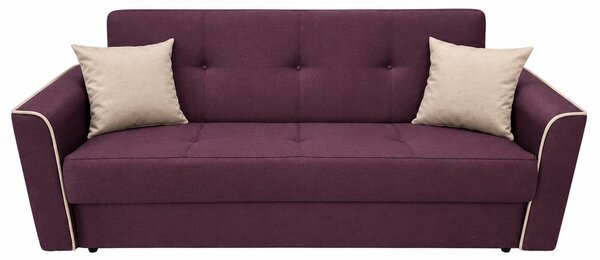 Canapea VERA extensibila, 3 locuri, lada de depozitare, stofa mov pruna + bej 225x90x90 Mov, Stofa