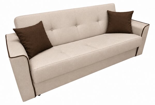 Canapea VERA extensibila, 3 locuri, lada de depozitare, stofa bej deschis + maro inchis, 225x90x90 Maro închis, Stofa