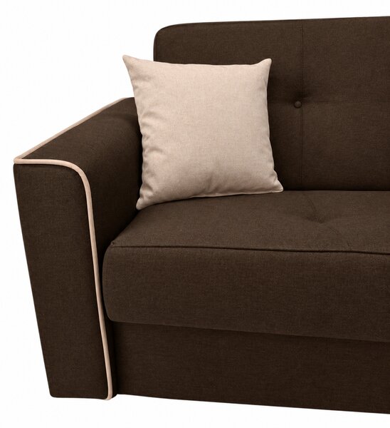 Canapea VERA extensibila, 3 locuri, lada de depozitare, stofa maro + bej deschis, 225x90x90 Maro, Stofa