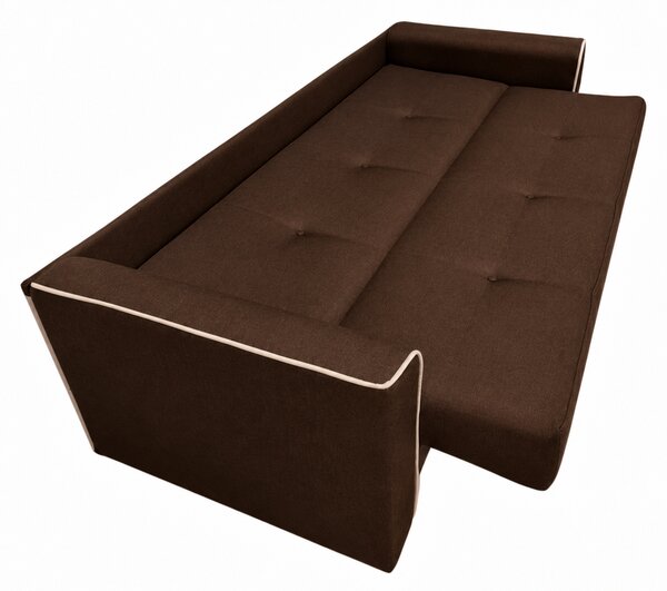 Canapea VERA extensibila, 3 locuri, lada de depozitare, stofa maro + bej deschis, 225x90x90 Maro, Stofa