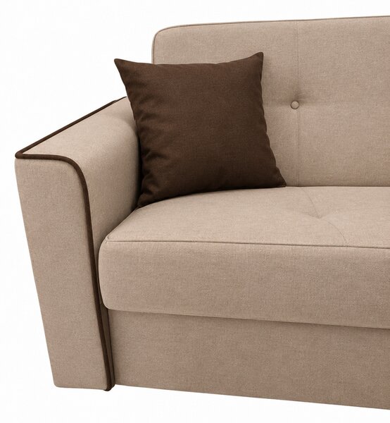 Canapea VERA extensibila, 3 locuri, lada de depozitare, stofa bej deschis + maro inchis, 225x90x90 Maro închis, Stofa