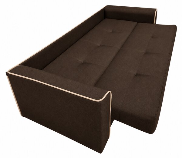 Canapea VERA extensibila, 3 locuri, lada de depozitare, stofa maro + bej deschis, 225x90x90 Maro, Stofa