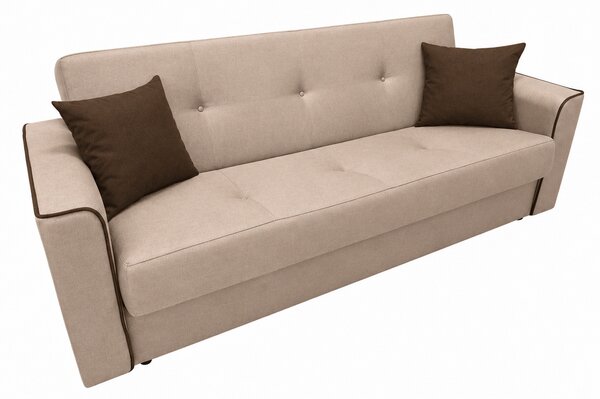 Canapea VERA extensibila, 3 locuri, lada de depozitare, stofa bej deschis + maro inchis, 225x90x90 Maro închis, Stofa