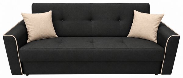 Canapea VERA extensibila, 3 locuri, lada de depozitare, stofa antracit + bej deschis, 225x90x90 Crem + Maro, Stofa